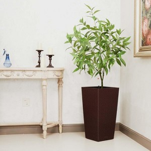 2 Pcs Wicker All-Weather Planters, Heavy Duty Tall Pots with Drainage, Modern Outdoor Decor for Patio & Porch - 1 of 4