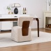 Modern Linen Upholstered Dining Chair with Casters, Stylish Armless Side Chair for Kitchen, Dining Room, or Living Areas-Panipeachy - 3 of 4