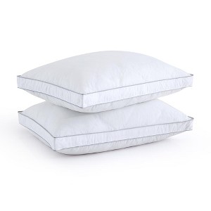 Peace Nest Set of 2 Feather Down Gusseted Bed Pillows with 100% Cotton Quilted Shell, Made in USA - 1 of 4