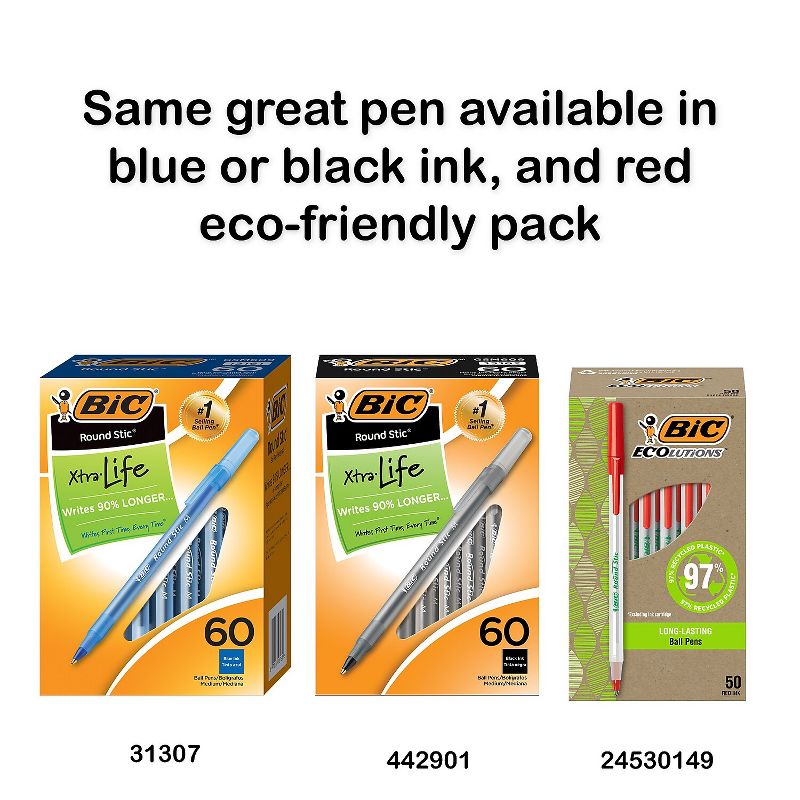 BIC Round Stic Xtra-Life Ballpoint Pens Medium 1.0 mm Assorted 24298912, 2 of 10