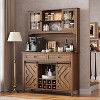72" Sliding Barn Door High Bar Cabinet Farmhouse,Large Kitchen Buffet with Hutch Storage - 2 of 4