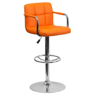 Emma and Oliver Contemporary Quilted Vinyl Adjustable Height Barstool with Arms