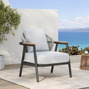 Christopher Knight Home Ove Outdoor Rope Weave Metal Club Chair with Cushion - 1 of 4