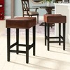 Grungis Faux Leather Bar Stools Set of 2,Counter Stools with Footrest,Kitchen Chair for Kitchen Island - 4 of 4