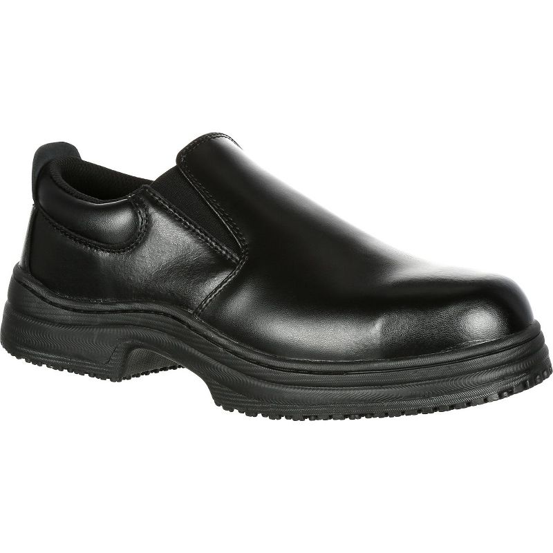 Men's SlipGrips Steel Toe Slip-Resistant Slip-On Work Shoe, SG7437, Black, Size 12, 1 of 8