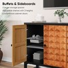 Mid-Century Modern Storage Cabinet – Retro 4-Door Wooden Buffet Cabinet with Geometric Pattern & Adjustable Shelf - 3 of 4