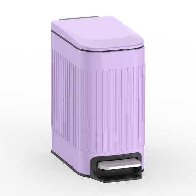 Slim Bathroom Trash Can with Lid Soft Close, 6 Liter/1.6 Gallon Stainless Steel Small Garbage Can
