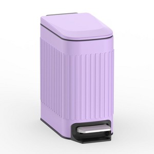 Slim Bathroom Trash Can with Lid Soft Close, 6 Liter/1.6 Gallon Stainless Steel Small Garbage Can - 1 of 4