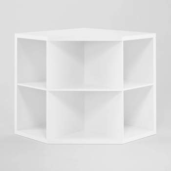 4 Cube Corner Organizer - Brightroom™: White Modern Bookshelf, 13" Compatible, MDF & Laminate Finish, Max 120lbs