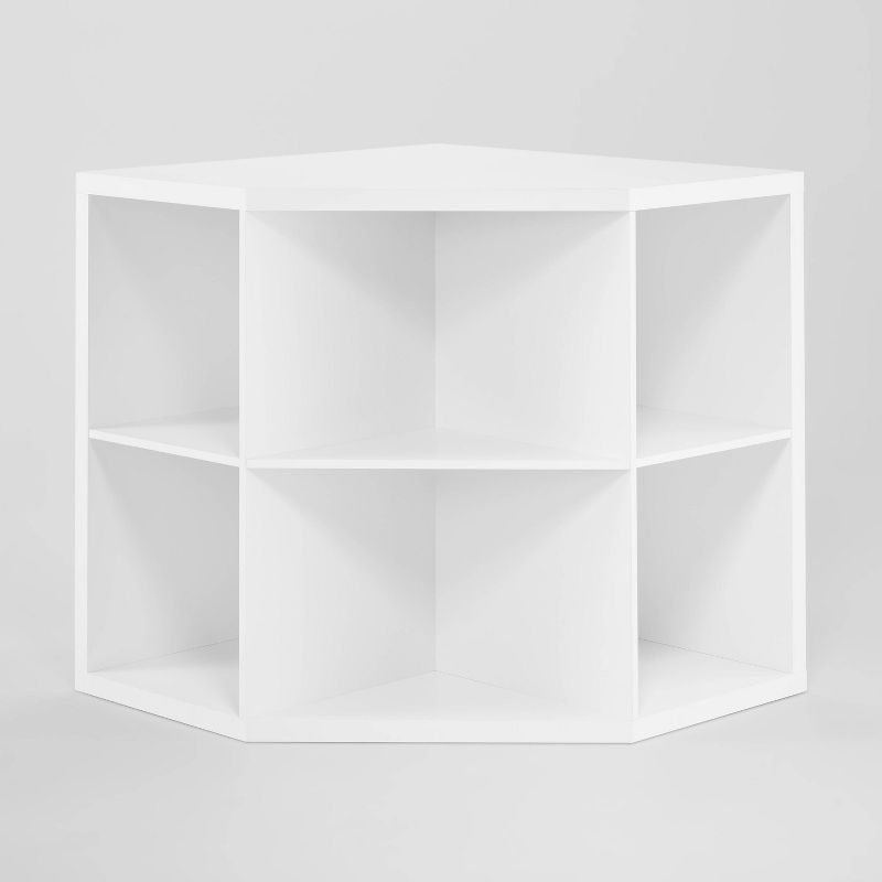 4 Cube Corner Organizer - Brightroom&#8482;: White Modern Bookshelf, 13&#34; Compatible, MDF & Laminate Finish, Max 120lbs, 1 of 5