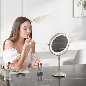 Makeup Mirror, Vanity Mirror with Lights 3 Color Settings Adjustable Brightness, 1/10X Magnifying, 360° Rotating Magnification Mirror for Desk Beauty - 1 of 4