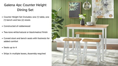 Natural and White Rubberwood 4-Piece Counter Height Dining Set