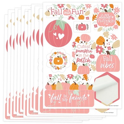 Big Dot of Happiness Girl Little Pumpkin - Fall Birthday or Baby Shower Party Favor Sticker Set - 12 Sheets - 120 Stickers