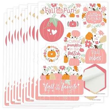 Big Dot of Happiness Girl Little Pumpkin - Fall Birthday or Baby Shower Party Favor Sticker Set - 12 Sheets - 120 Stickers