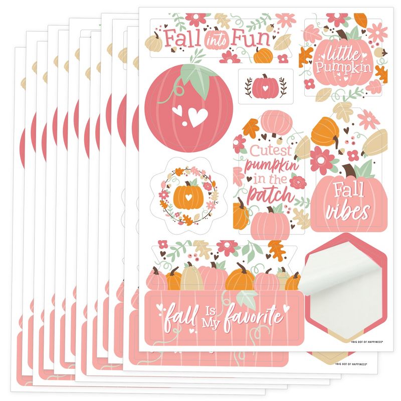 Big Dot of Happiness Girl Little Pumpkin - Fall Birthday or Baby Shower Party Favor Sticker Set - 12 Sheets - 120 Stickers, 1 of 7