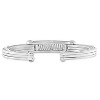 Pompeii3 Men's Steel And Black Carbon Fiber Two Tone Spring 7" 6mm Cuffed Bracelet - 2 of 3