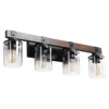 Dovelina 27" Rustic 4-Light Vanity Light Modern Farmhouse Lighting Fixture (No Bulbs)，Walnut +Iron - 4 of 4