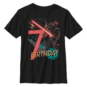Boy's Star Wars: A New Hope Darth Vader 7th Birthday Abstract Background T-Shirt - 1 of 4