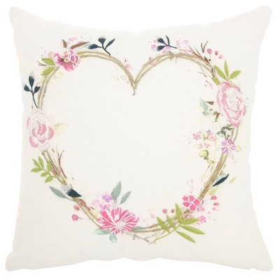 Life Styles Embroidered Heart Square Throw Pillow - Mina Victory