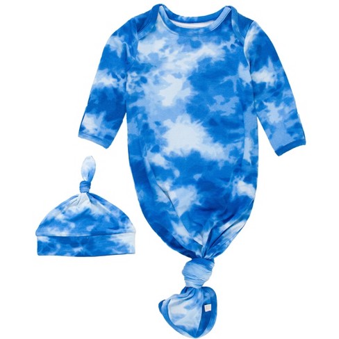 RuggedButts SoftSnooze Newborn Boys Ruffle Knotted Sleep Gown & Hat Set - image 1 of 4