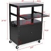 Rolling Av Cart, Height Adjustable Mobile Workstation, Lockable Cabinet, Laptop Stand and Folding Blade, Home Or Office, Black - 2 of 4