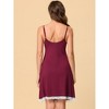 cheibear Women's V Neck Lace Trim Solid Color Pajama Sleepdress Nightgown - 3 of 4