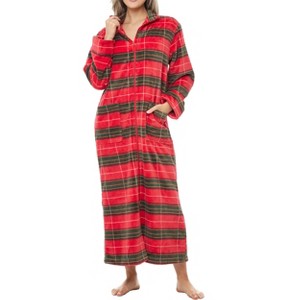 ADR Women's Zip Up Robe Fleece Soft Warm Plush Oversized Zipper Bathrobe - 1 of 3