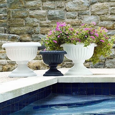 Stone Polypropylene Grecian Urn Planter, 18 Inches