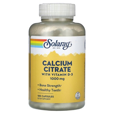 Solaray Calcium Citrate with Vitamin D-3, 1,000 mg, 180 Capsules (250 mg per Capsule)