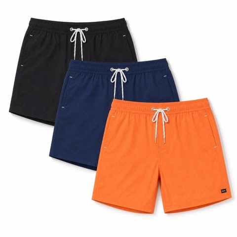 Laguna Men's 3-Pack New Islander 6 Inch Volley Swim Trunks, Black/Iris/Apricot Crush, X Large
