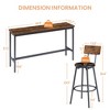 Industrial 4PCS Long Bar Table Set with 3 PU Upholstered Bar Stools, 4L -ModernLuxe - image 3 of 4