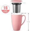 16 Oz Porcelain Tea Cup with Infuser and Lid, Loose Leaf Tea Mug, Microwave Dishwasher Safe Steeping Tea Cup - 2 of 4