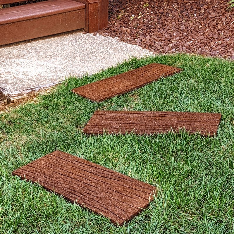 Flexon Rubber Railroad Tie Decorative Lawn and Garden Stepping Stone - Set of 3, 2 of 6