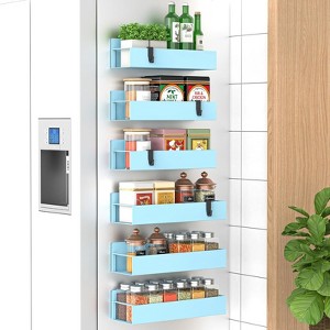 Attop 6 Pack Magnetic Spice Storage Rack Organizer for Refrigerator and Oven, Blue Fridge Organizers and Storage - 1 of 4