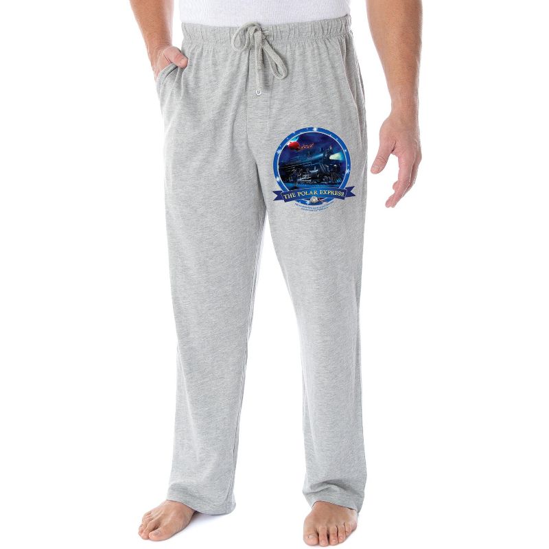 The Polar Express Men's Train Circle Logo Loungewear Sleep Pajama Pants Heather Grey, 1 of 4