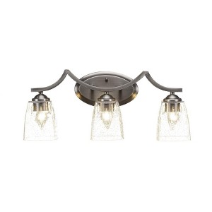 Toltec Lighting Zilo 3 - Light Vanity in  Graphite with 4.5" Square Clear Bubble Shade - 1 of 1