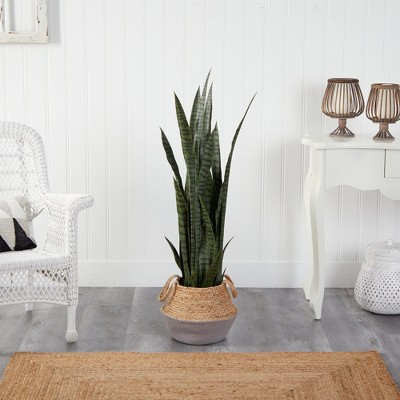 46-inch Green Sansevieria Artificial Plant in Burlap and Cotton Planter