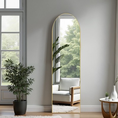 59" x 16" Arched Aluminum Alloy Frame Full Length Mirror, Standing Hanging or Leaning Wall Floor Mirror for Bedroom Living Room Entryway