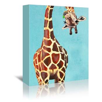 Americanflat Animal Modern Giraffe With Green Leave By Coco De Paris Canvas