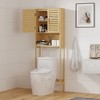 Bathroom Cabinet, Bamboo Freestanding Toilet Storage Cabinet with Adjustable Shelf, Doors, Toilet Rack for Bathroom, Natural - 4 of 4