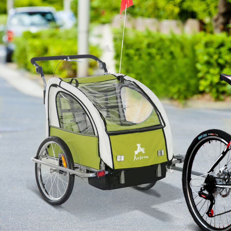 Aosom Elite 360 Swivel Bike Trailer for Kids Double Child Two-Wheel Bicycle Cargo Trailer With 2 Security Harnesses, 3 of 12