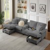 VASIP 120" Modular Corduroy  Sectional Sofa Bed,Modern U-Shaped 4-Seater Couch with Cup Holders and Storage, For Living Room, Apartment,Lounge,Beige - 3 of 4