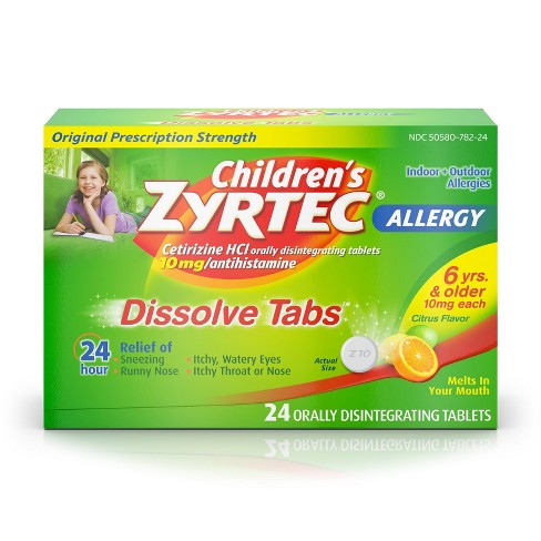 Children S Zyrtec Allergy Relief Cetirizine Dissolving Tablets Citrus 24ct Target