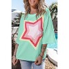 I AM A FASHION JUNKY Moonlight Jade Colorblock Star Patched Half Sleeve Oversized Tee - 3 of 4