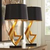 Possini Euro Design Zeus 28 1/2" Tall Modern Glam End Table Lamps Set of 2 Sculptural Gold Leaf Living Room Bedroom Bedside Nightstand House - 2 of 4