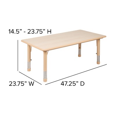Natural Adjustable Height Rectangular Plastic Activity Table