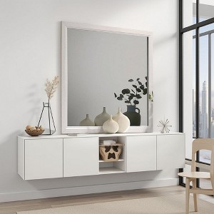 Royal Hampton Dresser Vanity Mirror, 39 Inch Modern Style White Wood Frame - 1 of 4