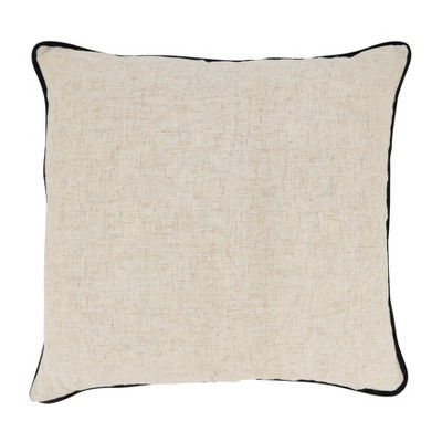 Toscana Beige and Black 20" Throw Pillow Cover with Piping