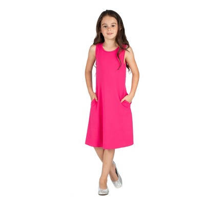 24seven Comfort Apparel Girls Sleeveless Pocket Swing Dress