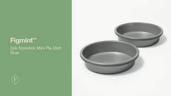 2pk Nonstick Mini Pie Dish Gray - Figmint&#8482;, 2 of 6, play video